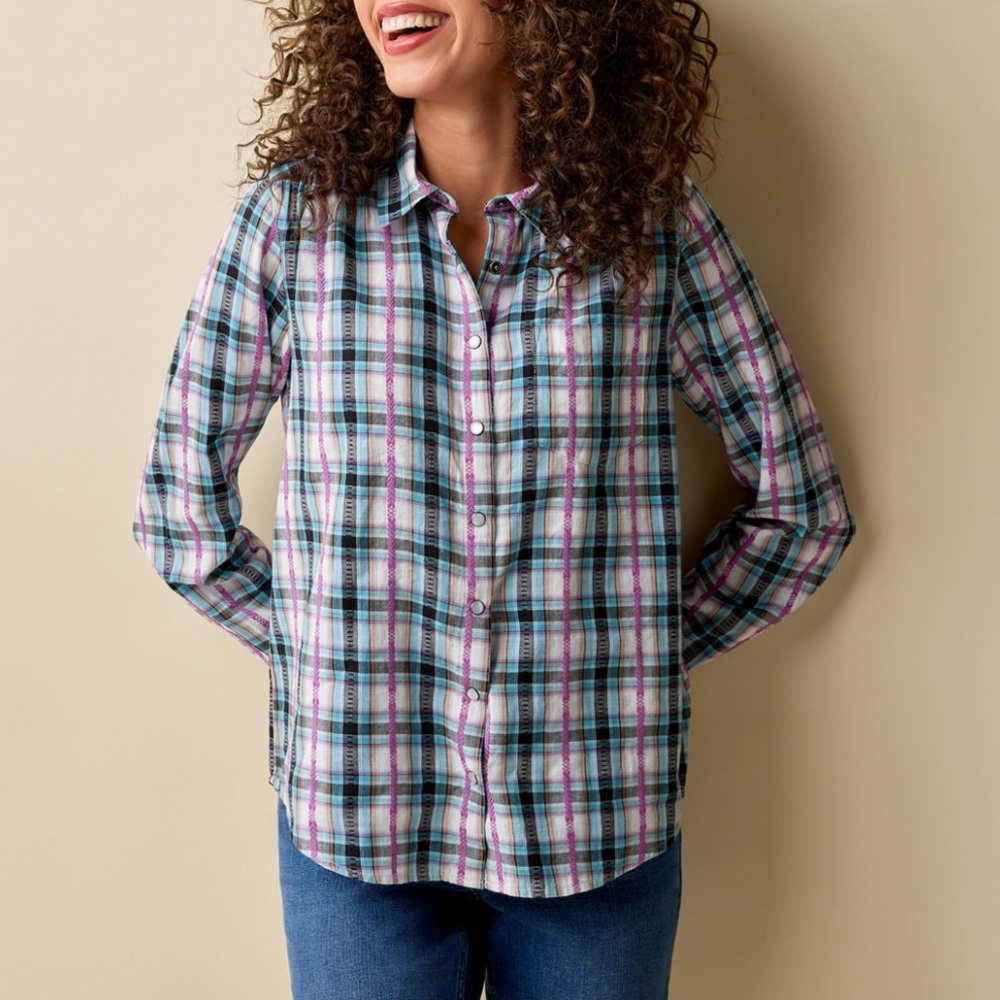 Pretty in Plaid Shirt with Snaps